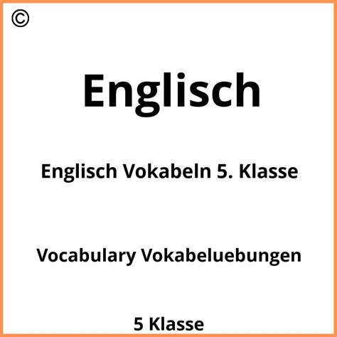 Englisch Vokabeln 5 Klasse Zum Ausdrucken