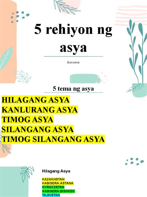 5 Rehiyon NG Asya | PDF