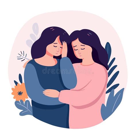 A Woman Supporting Her Friend In Grief Vector Illustration Stock