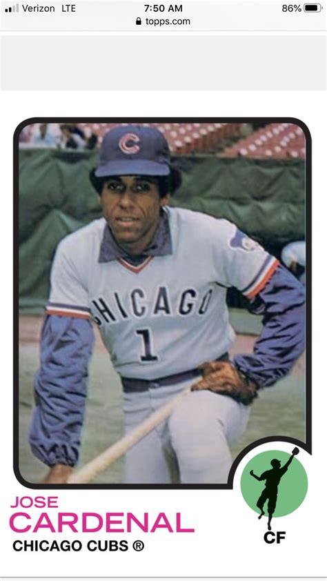 A Baseball Card With An Image Of Jose Cardenal On The Front And Back