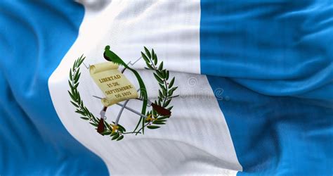 Close Up View Of The Guatemala National Flag Waving In The Wind Stock Illustration