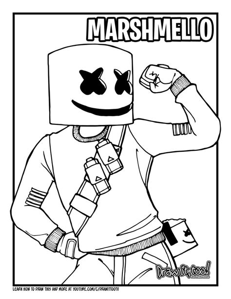 How To Draw Marshmello Fortnite Battle Royale Drawing Tutorial