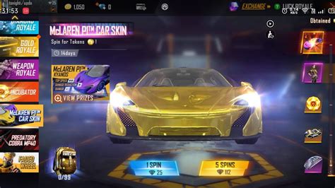 Tonight Update Of Free Fire New Legendary Royal Mclaren Ascension