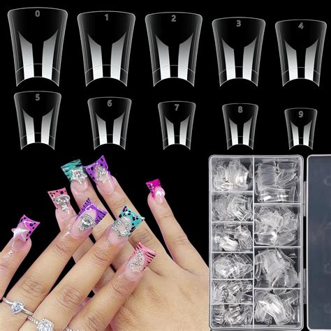 Amazon 500PCS Duck Nail Tips Quaferen Clear Crystal Duck Feet Fan