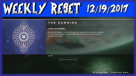 Weekly Reset 12 19 2017 THE DAWNING EVENT Destiny 2 YouTube