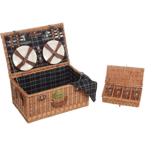 Lifestyle Rectangular Willow Picnic Hamper 4 Person Garden Street