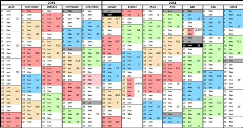 Calendrier Alternance Grete Kathlin