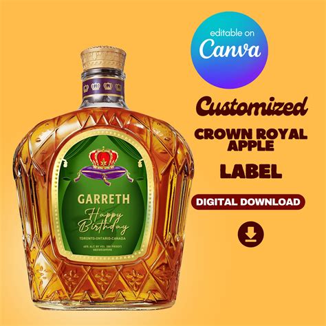 Printable Crown Royal Apple Label Custom Digital Download Groomsmen T Bachelorette Party