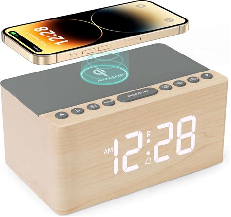 Amazon Co Jp Anjank Wooden Alarm Clock Bluetooth Speaker Fm Radio