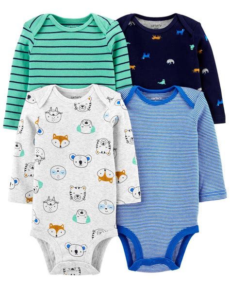 Kit Body Manga Longa Animais Menino Carters Baby Bar