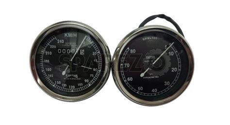 Smith Replica Speedo 0 240 KMPH Tacho RPM Meter Pair For BSA Vincent