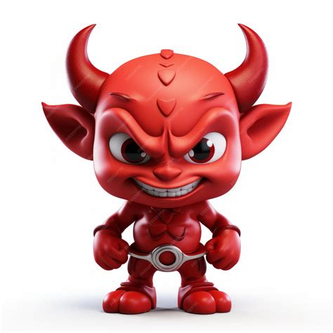 Premium Photo Red Demon Character With Toy Horns A Caricature Face In