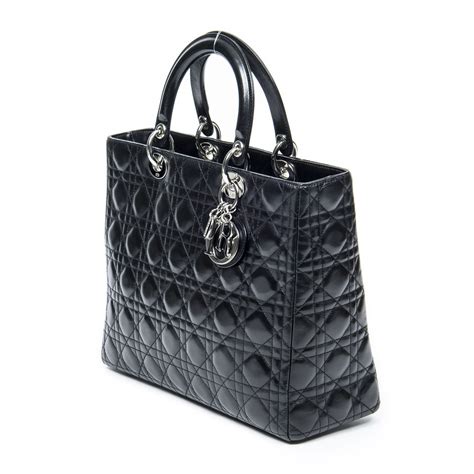 Dior Large Lady Dior Zip En Noir Cuir D Agneau Cannage Brandco Paris