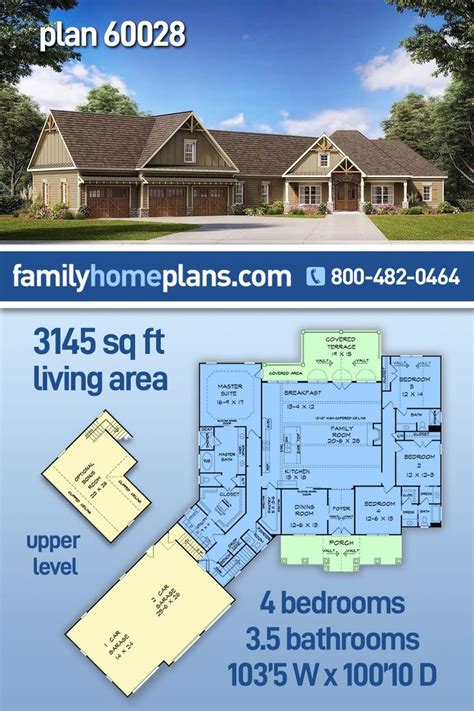 Plan 60028 Beautiful Craftsman House Plan A Rustic One Story Home