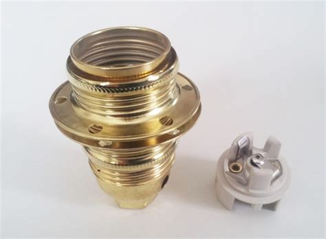 E14 3 Part Bulb Lamp Holder With Shade Ring Brass Plate Finish