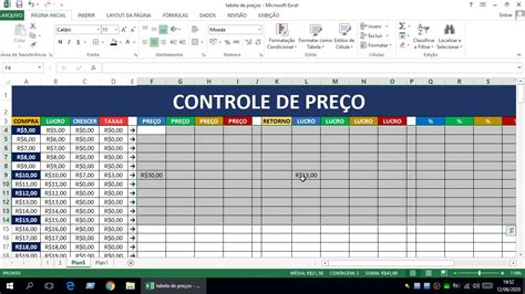 Controle De Pre Os B Sico Excel Youtube