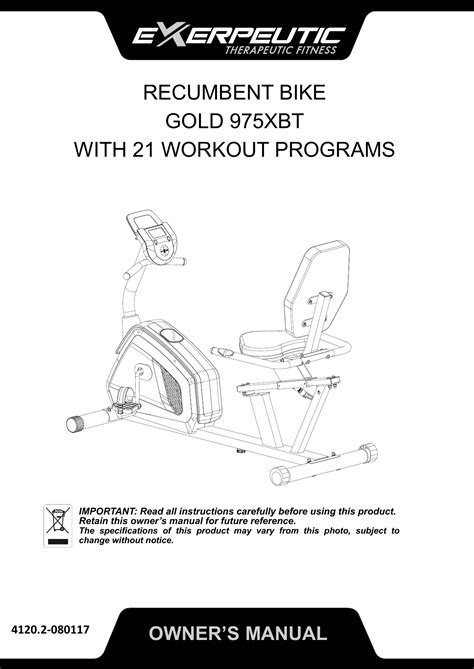 Exerpeutic Therapeutic Fitness Recumbent Bike Manual - All Photos ...