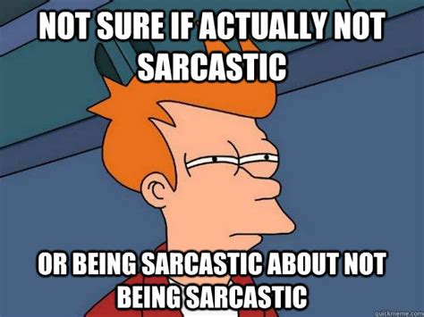 Not Sure If Actually Not Sarcastic Or Being Sarcastic About Not Being Sarcastic Futurama Fry