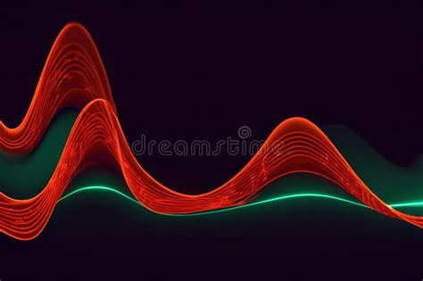 Abstract Orange Sound Waves Against a Dark Green Background Stock Illustration - Illustration of ...