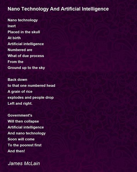 Nano Technology And Artificial Intelligence Poem By James Mclain Poem