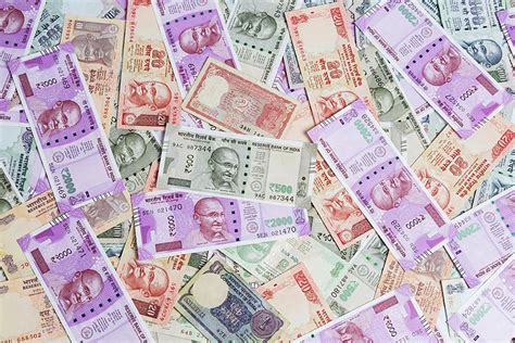 Close Up Abundance Cash Variations Of Indian Currency Notes Money Deposit