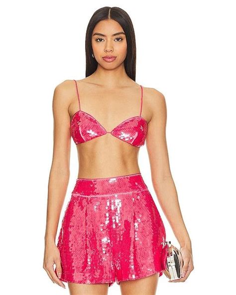 Susana Monaco Sequin String Bikini Top In Pink Lyst