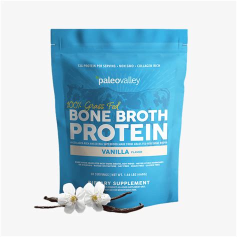 Paleovalley 100 Grass Fed Bone Broth Protein Powder Vanilla Healf