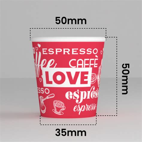 50 Bicchierini da Caffè in Carta LoveRedCUP da 65ml