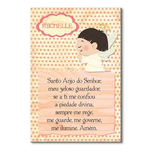 Quadro Decorativo Infantil Ora O Santo Anjo Personalizado