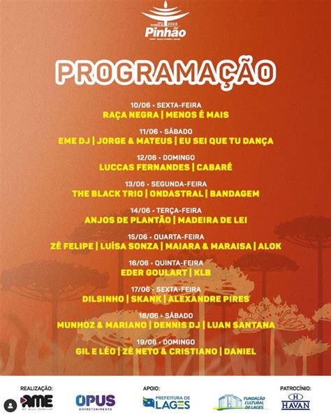 Confira A Programação Completa Da 32ª Festa Nacional Do Pinhão Jornal