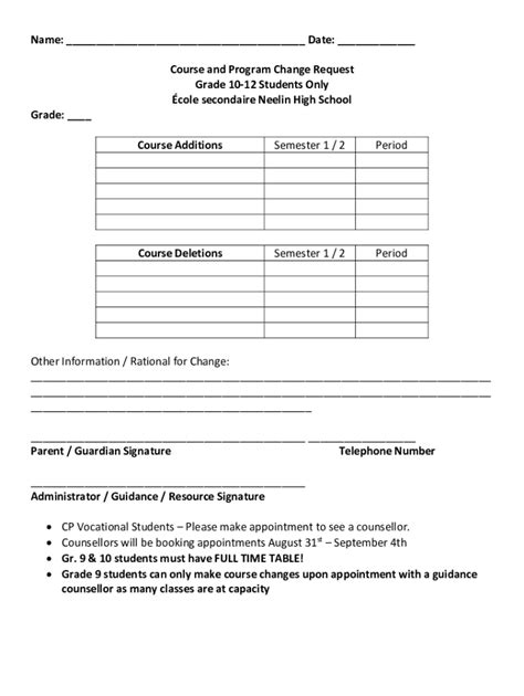 Fillable Online 2020 2021 Course Change Forms Fillable Pdf Fax Email