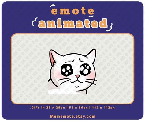 Sad Cat Meme Animated Twitch Emote Cute White Cat Emote For Streaming