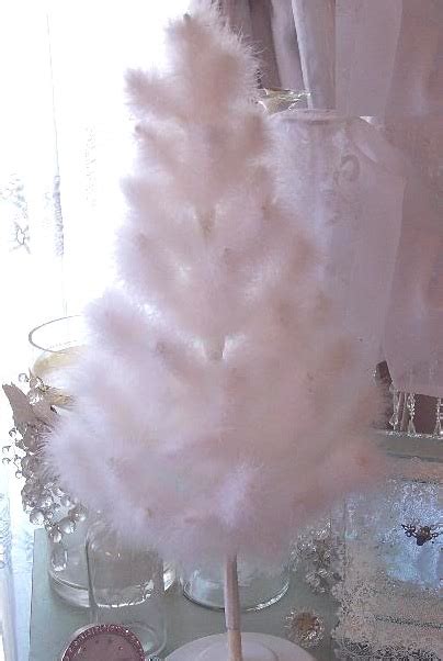 White Feather Christmas Tree Shabby Chic Cottage