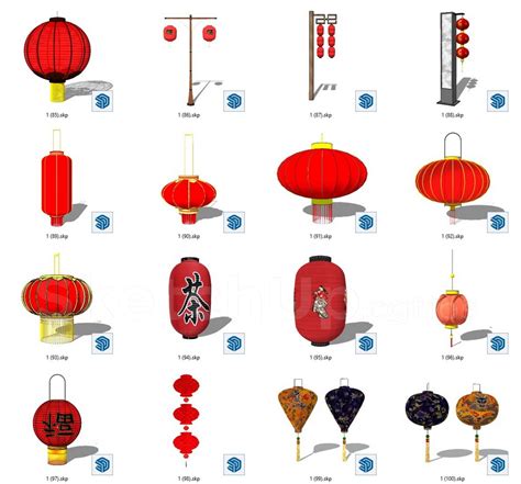 11488. Free Sketchup Chinese lantern (Đèn lồng trung thu) Models Download