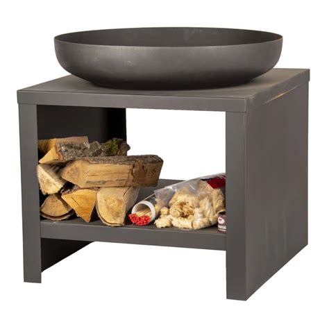 Fire Bowl With Wood Storage Cm Black Esschert Design