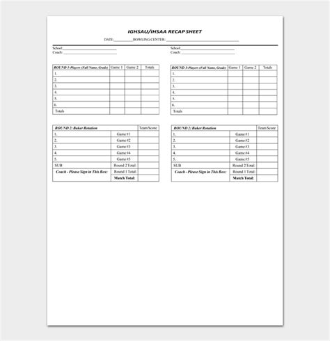 18 Printable Bowling Score Sheet Templates And Examples Word Excel Pdf