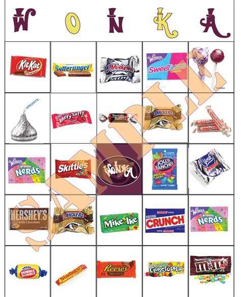 Willy Wonka Candy Bingo Party Game Cards Diy Printable Set Of 25 Etsy