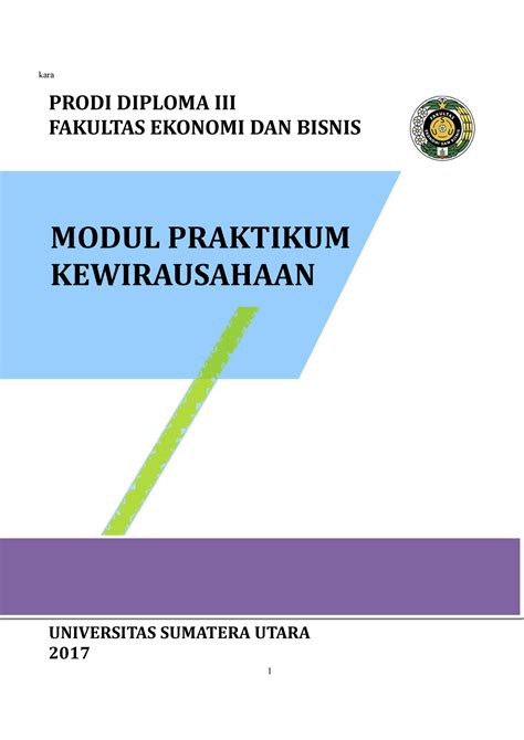 Modul Praktikum Kewirausahaan Kara Prodi Diploma Iii Fakultas