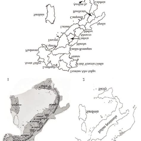 Physical map of Italy, showing Alps, northern, central, and southern ...