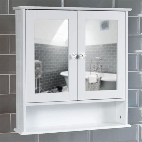 FCH Bathroom Wall Cabinet with Double Mirror Doors and Adjustable Shelf ...