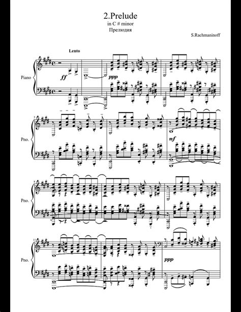 Prelude In C Minor Srachmaninoff Sheet Music For Piano Download Free In Pdf Or Midi