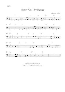 Easy Sheet Music For Beginners: Home On The Range, free cello sheet ...