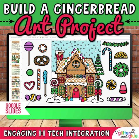 Digital Gingerbread House Art Project Christmas Activity On Slides