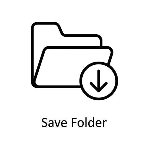 Save Folder Vector Outline Icon Design Illustration User Interface