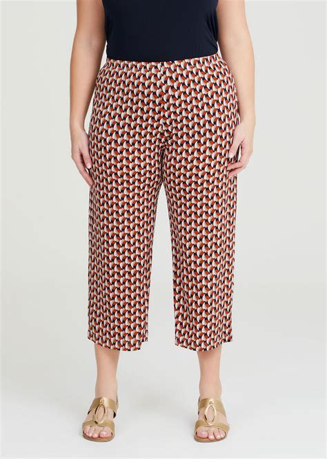 Shop Plus Size Printed Culotte Pant In Multi Taking Shape Au