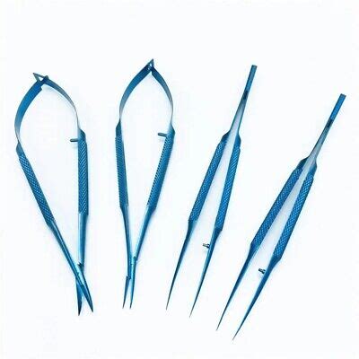 4pcs Titanium Instrument Set Forceps Needle Holder Scissor Ophthalmic