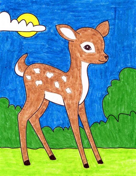 Cute Baby Deer Anime : Download cute cartoon deer sitting on the grass ...