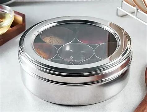 Material: Stainless Steel Masala Dabba Set at Rs 380/piece in Vasai ...