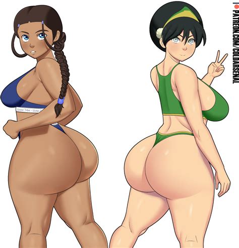 Rule 34 2girls Ass Avatar The Last Airbender Big Ass Big Breasts Big Butt Black Hair Blue Eyes