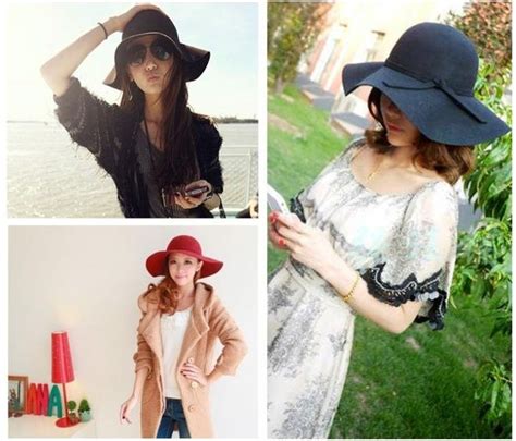 Vintage Style Lady Wide Brim Wool Felt Bowler Fedora Hat